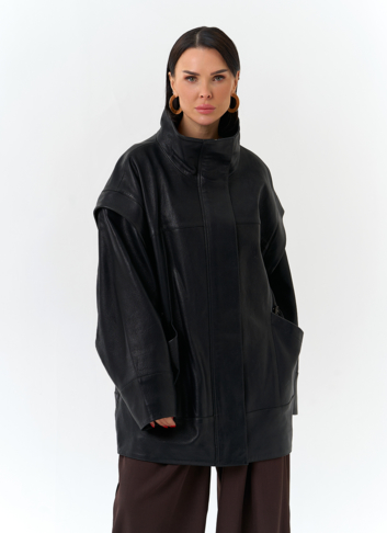 Женская куртка из натуральной кожи со съемными рукавами