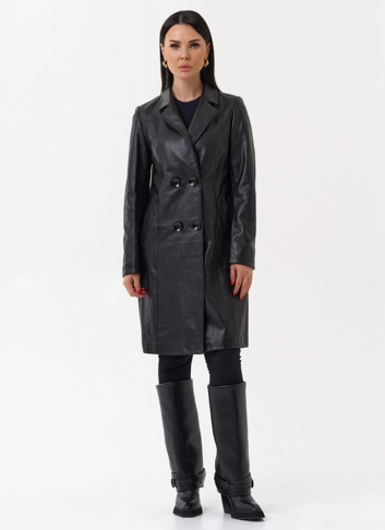 Плащ женский из натуральной кожи