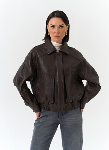 Женская куртка бомбер из натуральной кожи Женская куртка бомбер из натуральной кожи