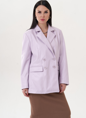 Пиджак из эко кожи сиреневого цвета