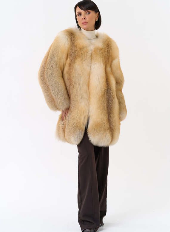 Шуба из рыжей лисы
