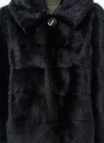 Укороченная норковая шуба черного цвета 2 в 1