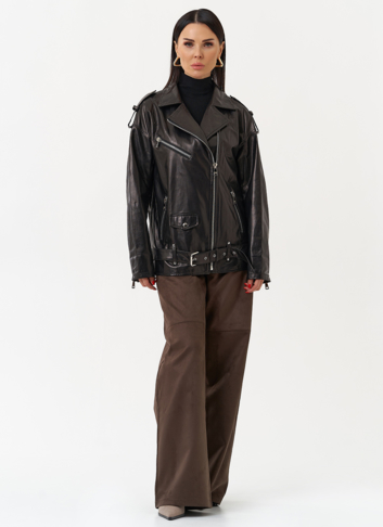 Удлиненная кожаная куртка-косуха