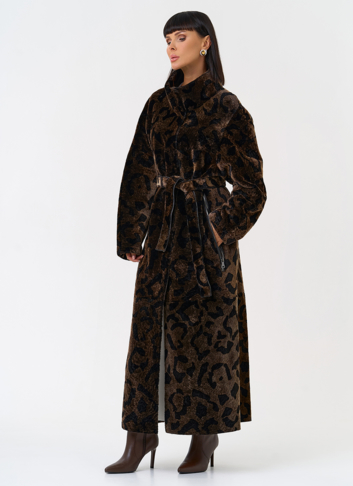Женская натуральная дубленка с леопардовым принтом