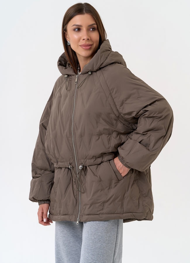 Женская куртка в коричневом цвете с капюшоном модель № 31391 в рассрочку
