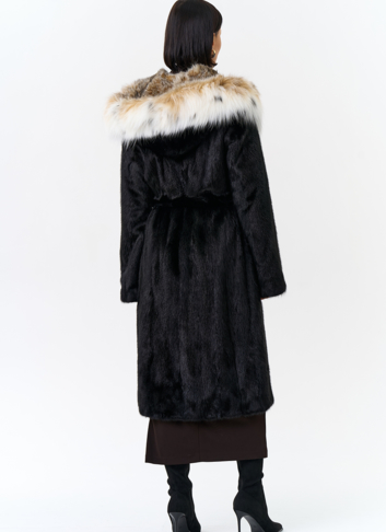 Норковая шуба с рысью в черном цвете