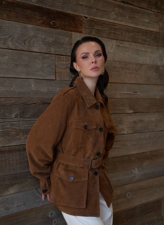 Куртка - сафари женская из натуральной замши