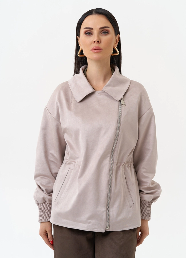 Женская куртка из эко замши с поясом модель № 30058 в рассрочку