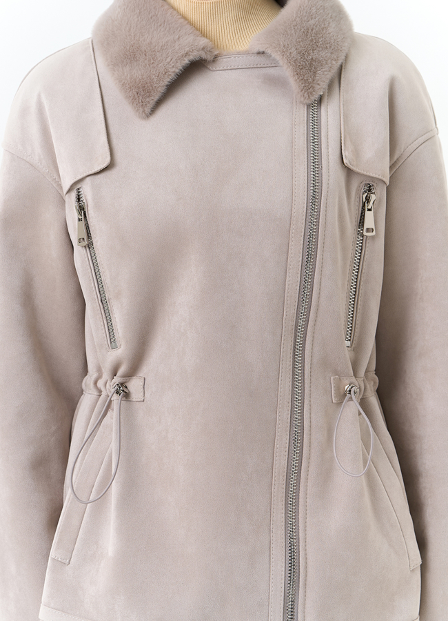 Женская дубленка из эко замши модель № 32694 универмаг малина