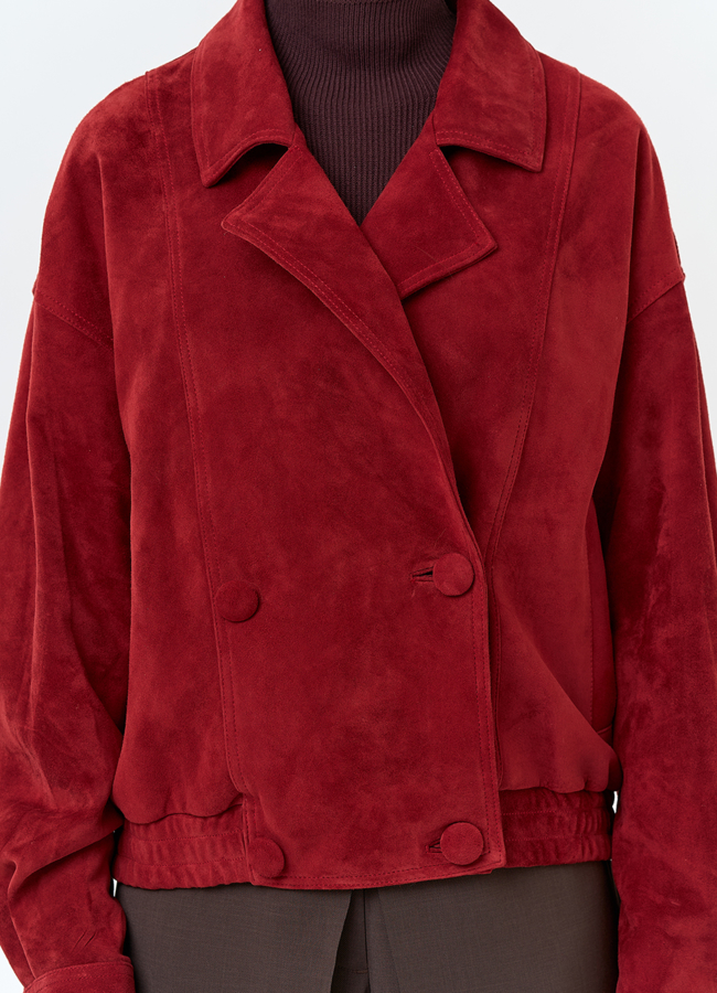Женская куртка из натуральной замши красного цвета модель № 32740 универмаг малина