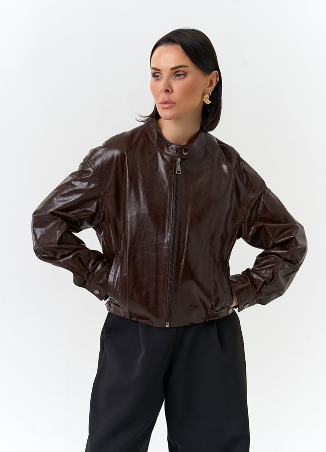 Женская короткая куртка из натуральной кожи модель № 32529 универмаг малина