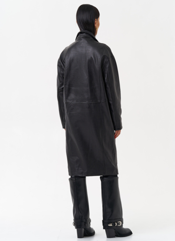 Плащ женский длинный из натуральной кожи