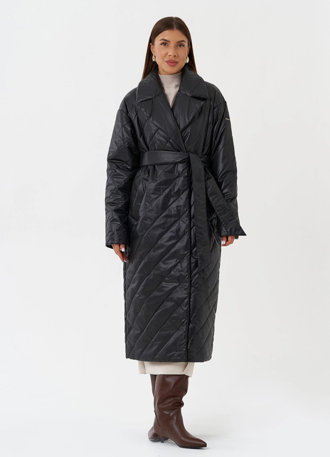 Стеганый пуховик с английским воротником модель № 28439 в кредит