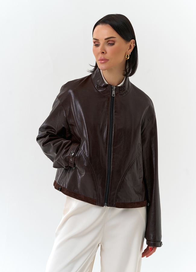 Женская короткая куртка из натуральной кожи модель № 32539 универмаг малина