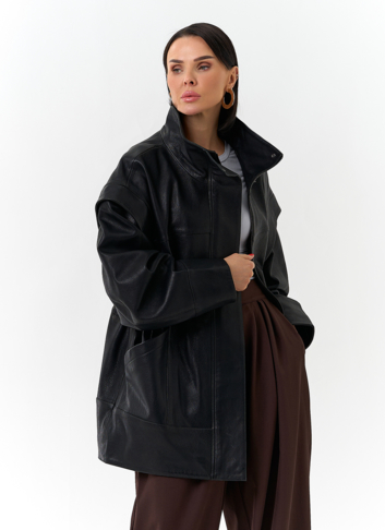 Женская куртка из натуральной кожи со съемными рукавами