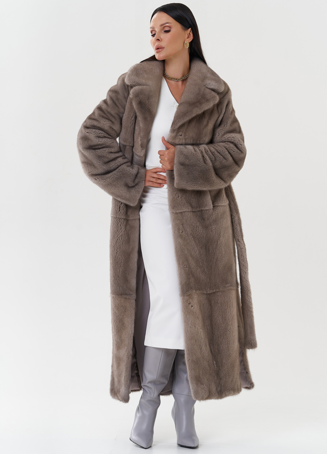 Длинная шуба из скандинавской норки модель № 28927 в рассрочку