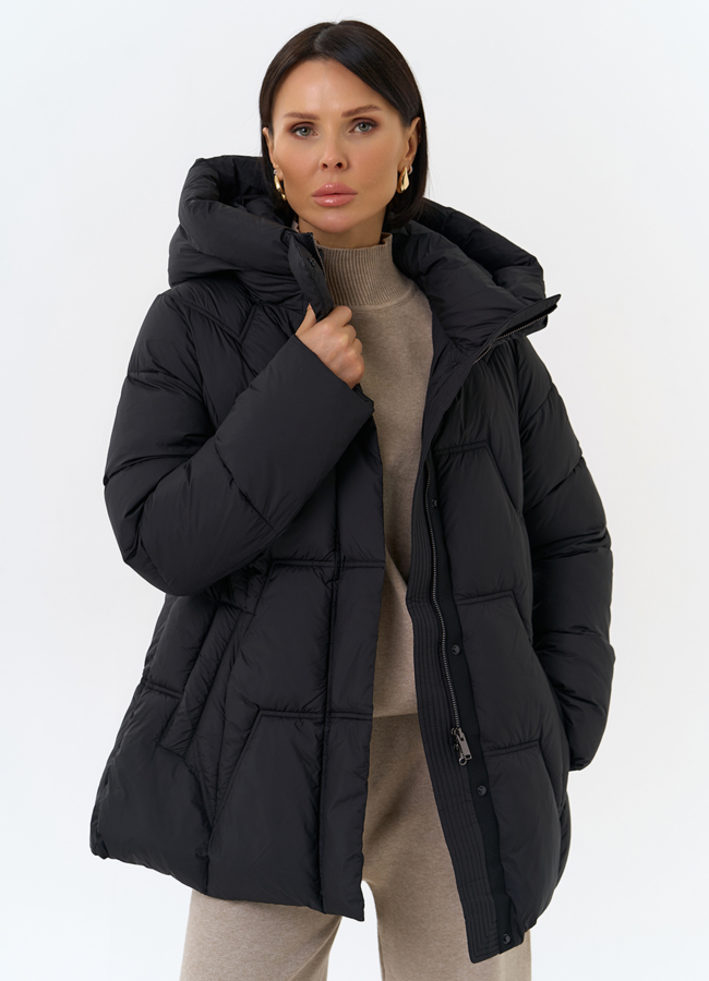 Женский пуховик с поясом модель № 31999 универмаг малина