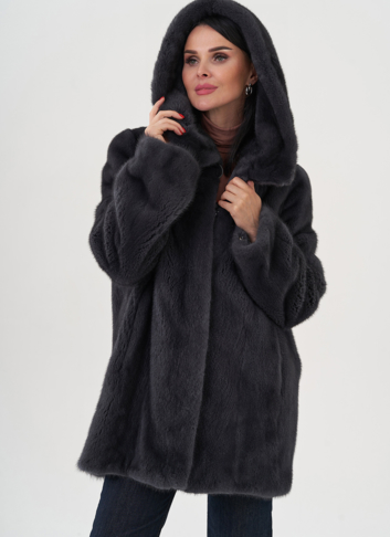 Шуба из норки в цвете графит