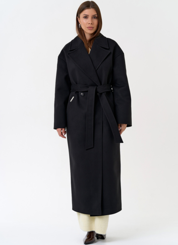 Длинное женское пальто в черном цвете