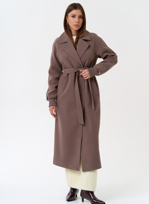 Женское пальто с декоративными молниями