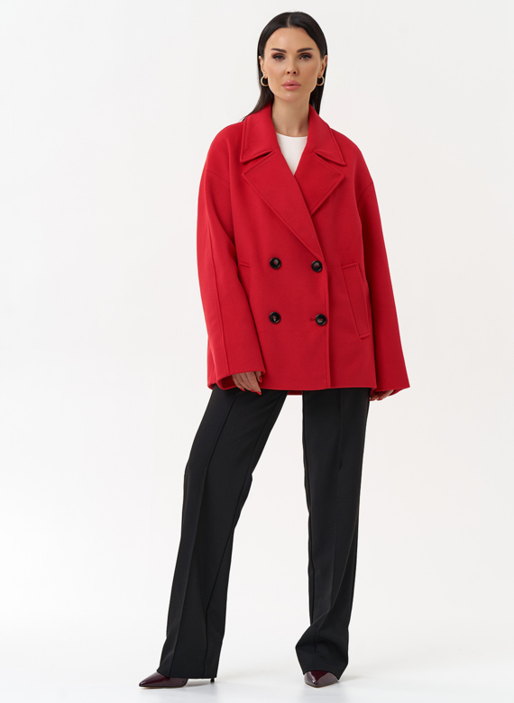 Укороченное двубортное пальто