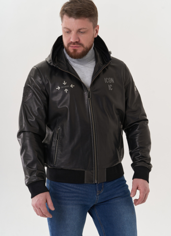 Мужская кожаная куртка "бомбер"