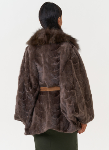 Норковая шуба с отделкой из лисы