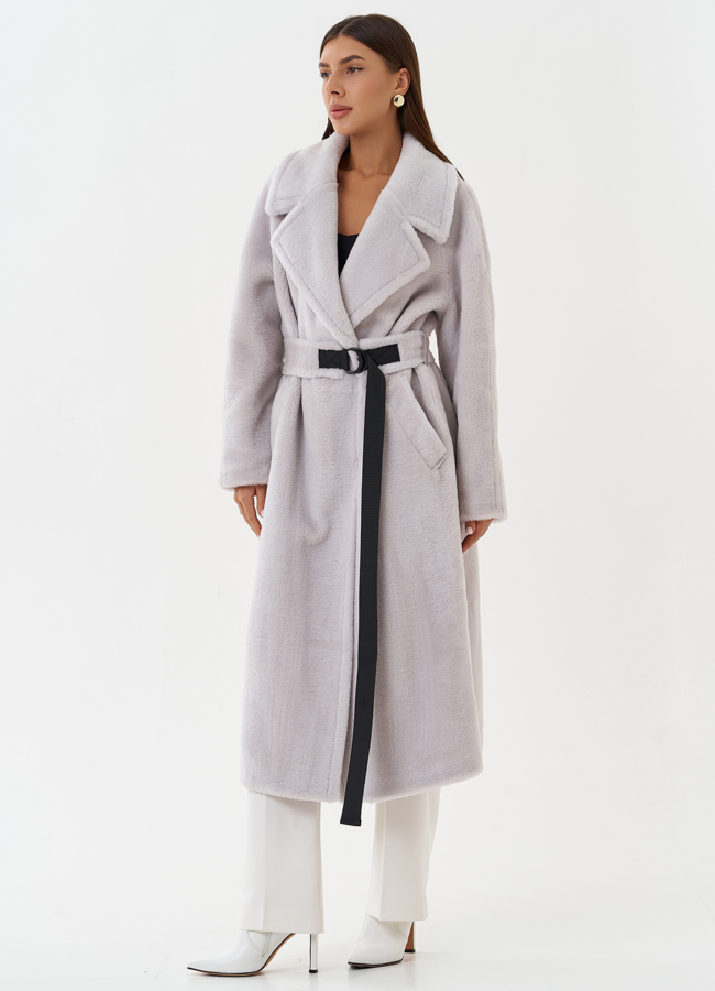 фото Пальто из шерсти с поясом модель № 28534