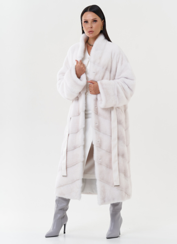 Шуба из меха норки с воротником шаль