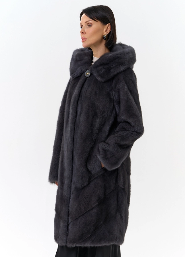 Женская шуба в сером цвете модель № 24809 универмаг малина