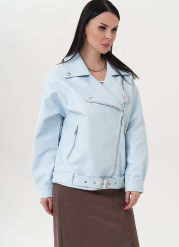 Куртка "косуха" голубого цвета из эко кожи