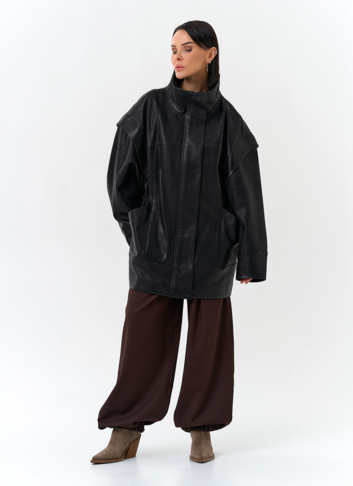 Женская куртка из натуральной кожи со съемными рукавами