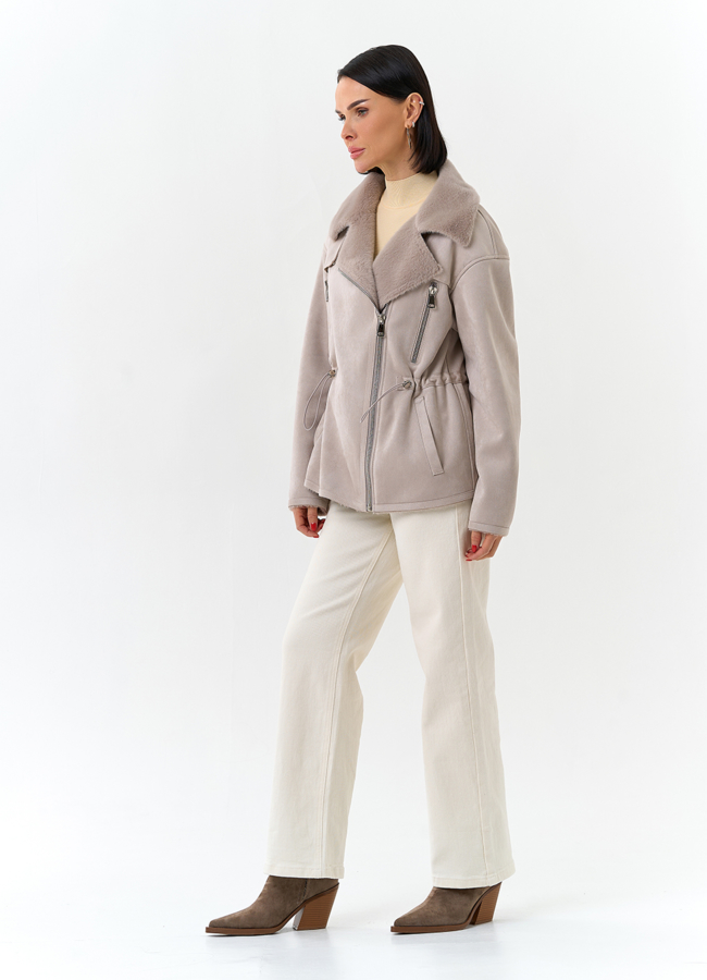 Женская дубленка из эко замши модель № 32694 в рассрочку