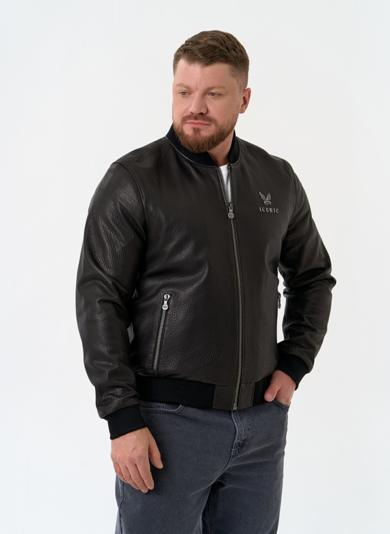 Мужская куртка бомбер из натуральной кожи