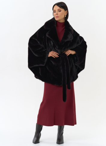 Шуба из меха норки с английским воротником в цвете баклажан Шуба из меха норки с английским воротником в цвете баклажан