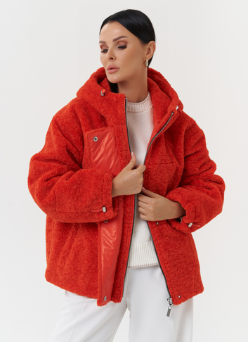 Куртка из эко меха с капюшоном