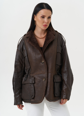 Комбинированная куртка из натуральной кожи и овчины