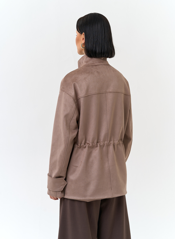 Женская куртка парка из эко замши 