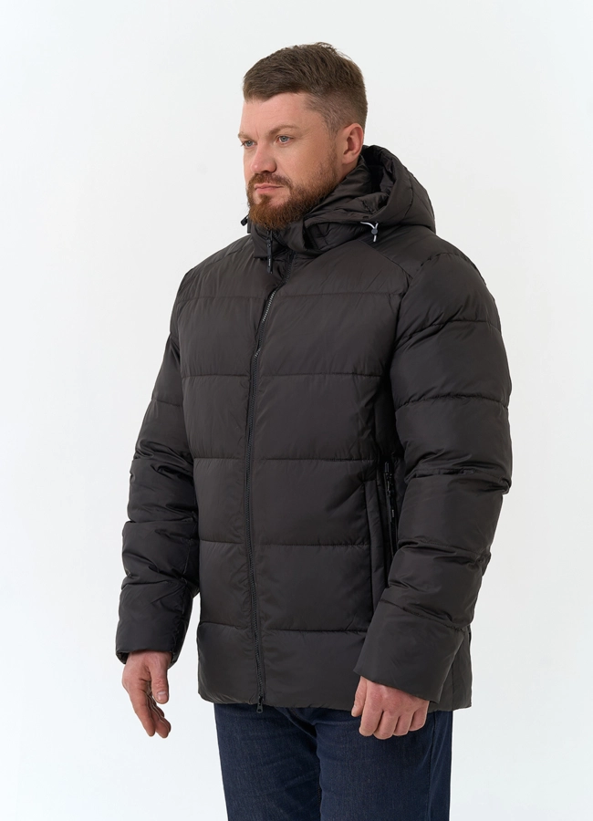 Мужской пуховик с капюшоном  модель № 34070 в рассрочку фото