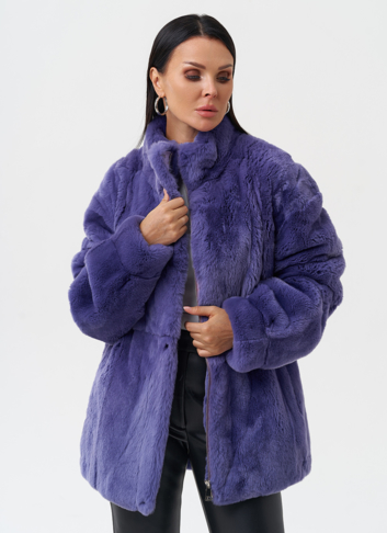 Яркая шуба из меха кролика