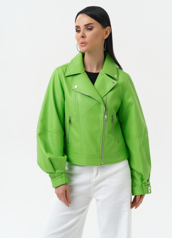 Куртка косуха из эко кожи зеленого цвета