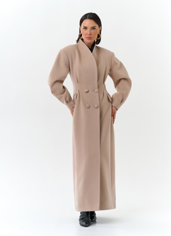 Женское длинное пальто с акцентными рукавами Женское длинное пальто с акцентными рукавами