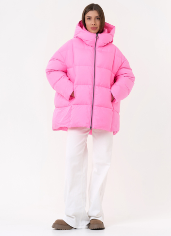 Женский яркий пуховик с капюшоном