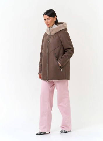 Женская дубленка из эко замши
