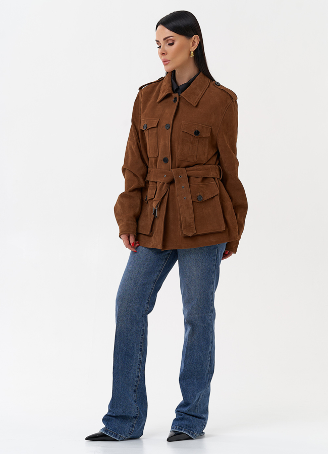 фото Куртка - сафари женская из натуральной замши модель № 29922