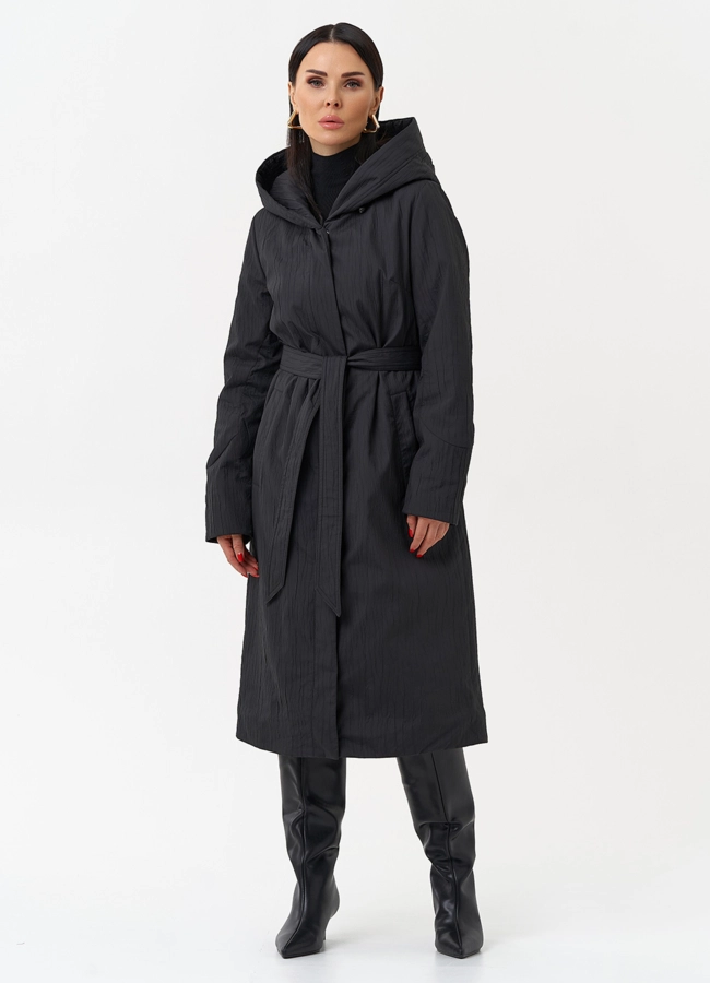 Пальто женское утепленное с эффектом жатой ткани модель № 30028 в рассрочку