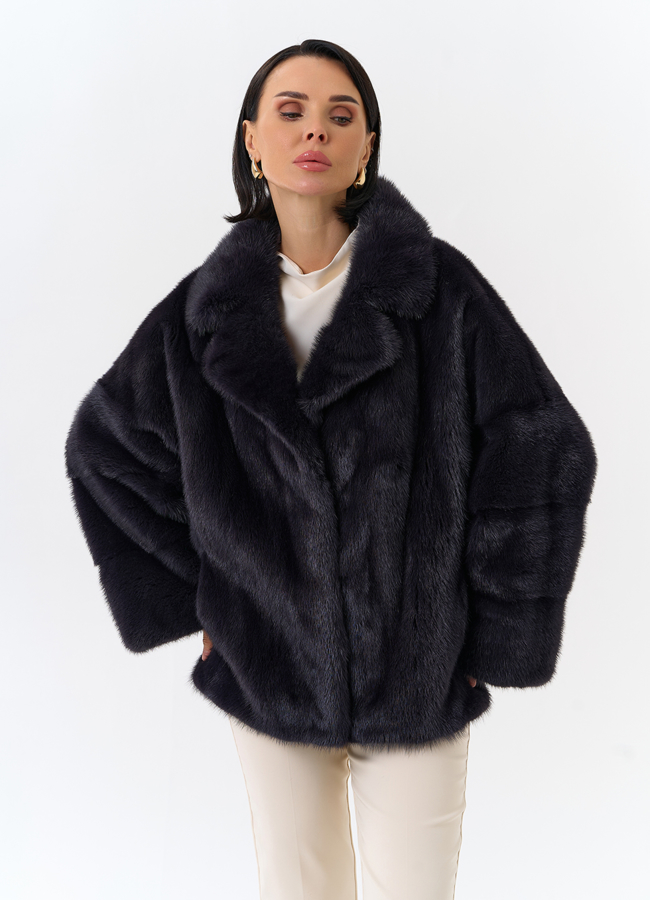 Шуба из меха норки с английским воротником модель № 31874 в рассрочку