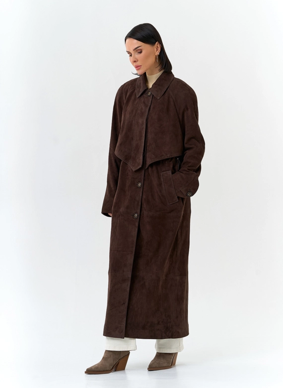 Женский плащ из натуральной замши