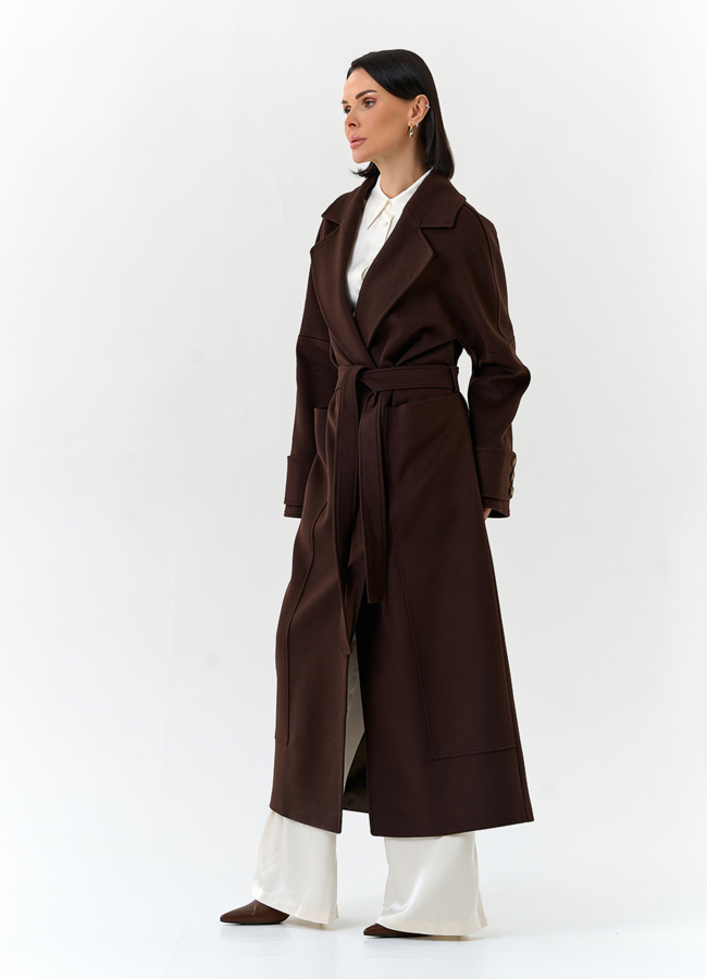 Женское длинное пальто с английским воротником модель № 32646 универмаг малина